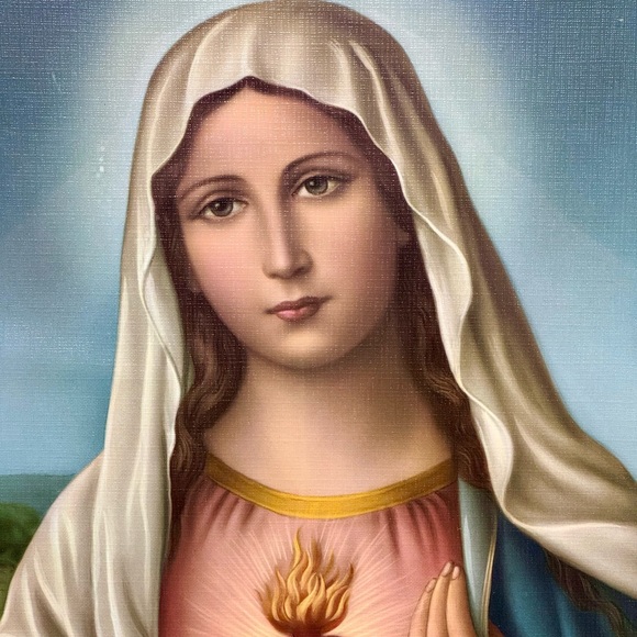 Immaculate Heart of Mary Framed Print/Painting??? 21”x17” Gold Tone Finish Frame - Picture 3 of 16